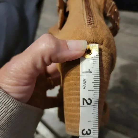 Not Rated Serpentina Rose Gold Embellished Wedge Sandal.  Size 9.  Worn once. - Picture 8 of 10